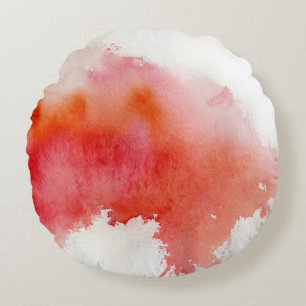 Cojín Redondo Punto rojo, pintado a mano abstracto de la