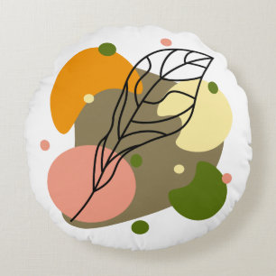Cojín Redondo Puntos abstractos interesantes con hojas