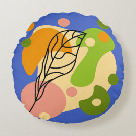 Cojín Redondo Puntos abstractos interesantes con hojas