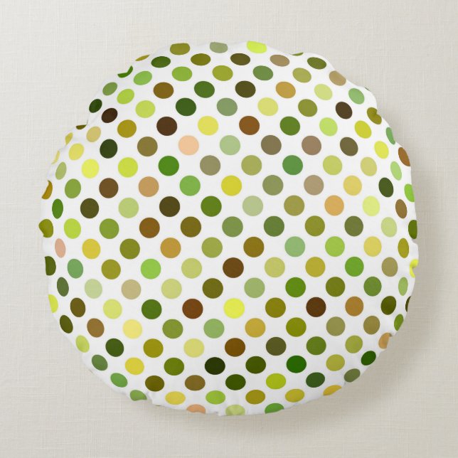 Cojín Redondo Puntos amarillo y verde (Anverso)