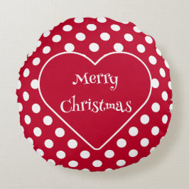 Cojín Redondo Puntos blancos rojos + polka