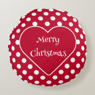 Cojín Redondo Puntos blancos rojos + polka