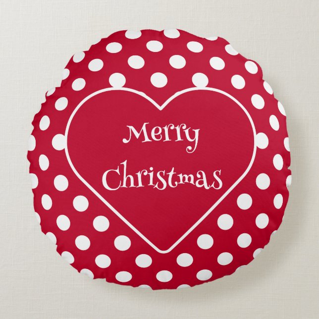 Cojín Redondo Puntos blancos rojos + polka (Anverso)
