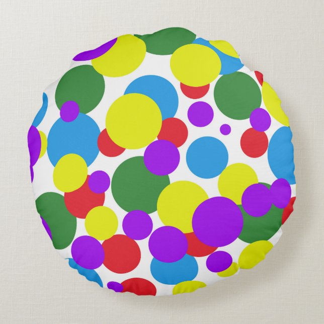 Cojín Redondo Puntos coloridos (Reverso)