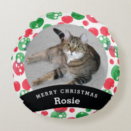 Cojín Redondo Puntos verdes rojos personalizados mascota de la