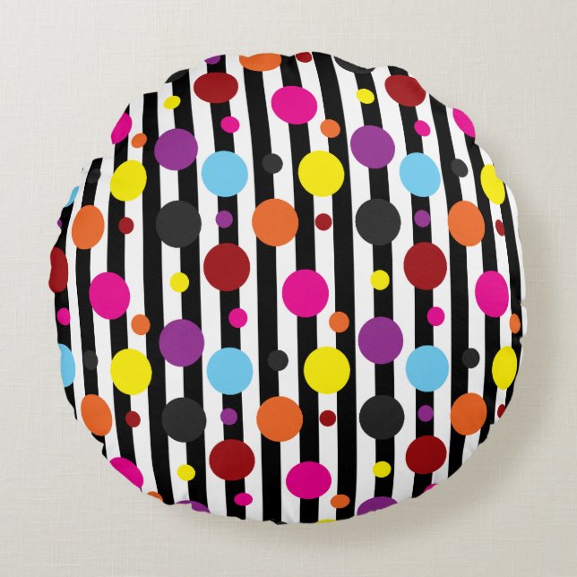 Cojín Redondo Puntos Y Rayas (Anverso)