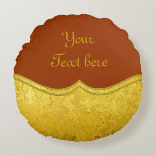 Cojín Redondo PURE GOLD LEAF Border + tu texto / foto