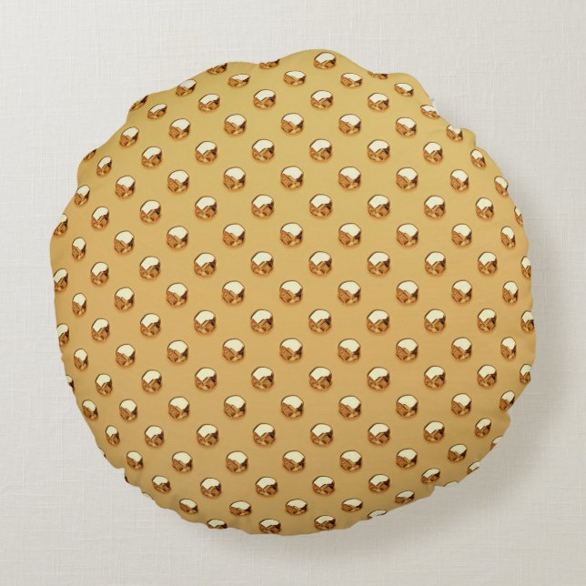 Cojín Redondo PURE GOLDEN PEARLS Pattern + tu texto / foto (Reverso)