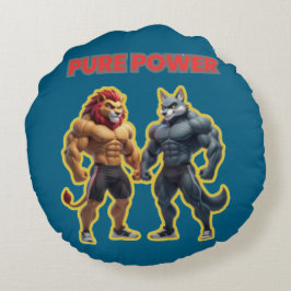 Cojín Redondo Pure Power – Strong Animal Muscle Cartoon Design