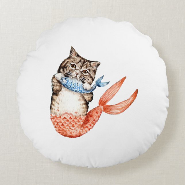 Cojín Redondo Purmaid Cat Mermaid (Anverso)