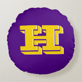 Cojín Redondo Purple and Gold Team Pride Monogram