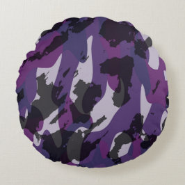 Cojín Redondo Purple Camo Abstract