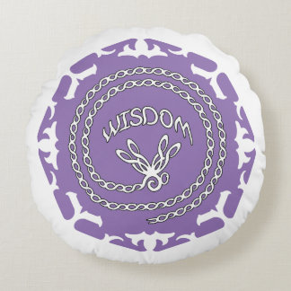 Cojín Redondo Purple Crown Chakra "Wisdom" Dragonfly White BG