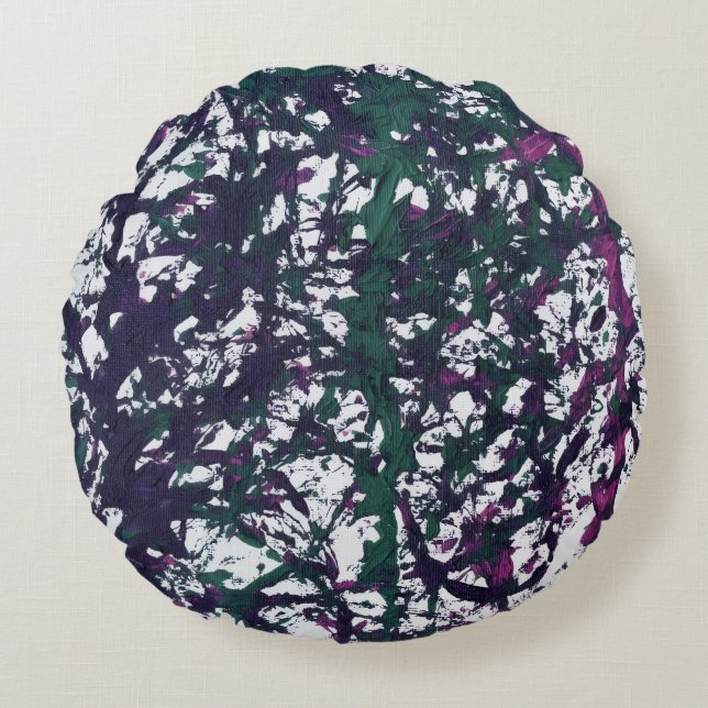 Cojín Redondo Purple, Green, Pink, Marble artwork (Anverso)
