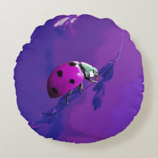 Cojín Redondo Purple Ladybug