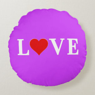 Cojín Redondo Purple LOVE Heart Elegant Stylish