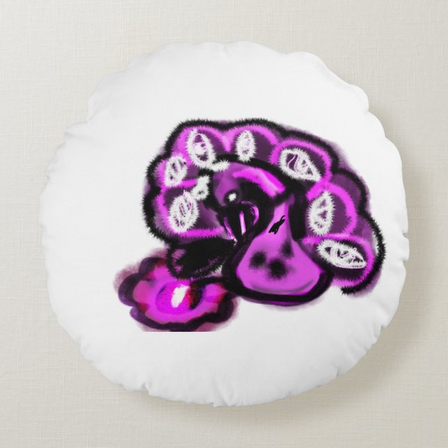 Cojín Redondo Purple peacock (Anverso)