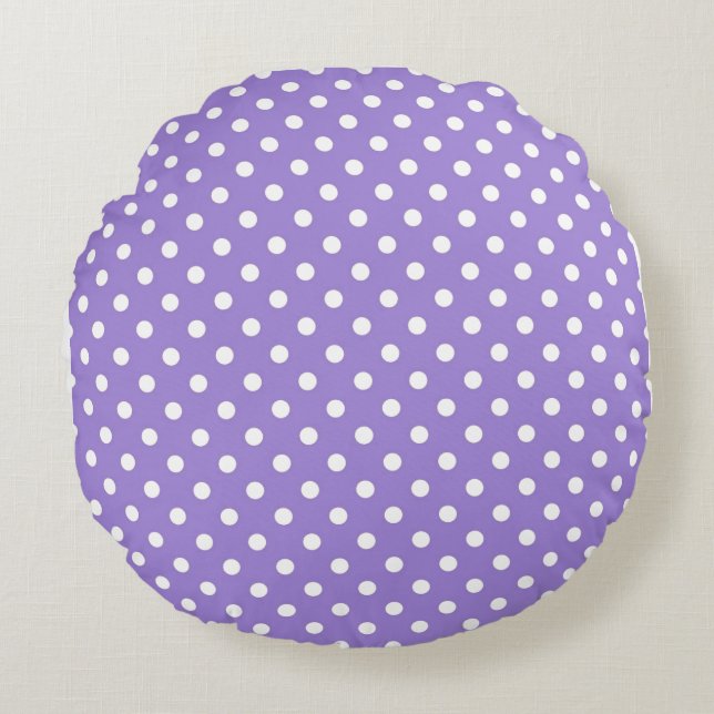 Cojín Redondo Purple Polkadot,Modern,Throw Pillow (Anverso)