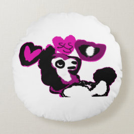 Cojín Redondo Purple poodle art