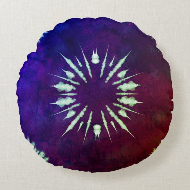 Cojín Redondo Purple Tie Dye Round Pillow (Anverso)