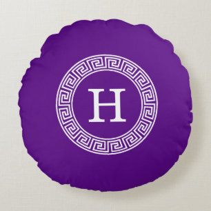 Cojín Redondo Purple Whats Crónica Griega Marco De Rand Monogram