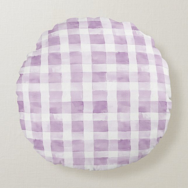 Cojín Redondo Purple White Stripes Baby Shower (Anverso)
