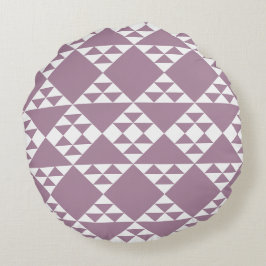 Cojín Redondo Púrpura y White Square & Triangle Pattern Étnica