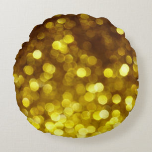 Cojín Redondo Purpurina de oro: textura de Navidades festivos.