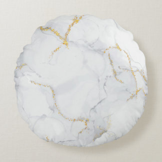 Cojín Redondo Purpurina de textura de piedra de pastel de mármol