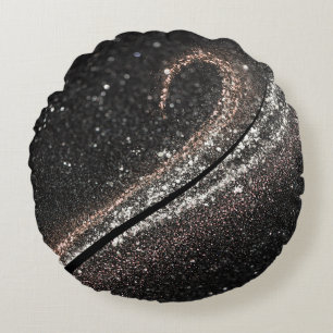 Cojín Redondo Purpurina moderno Glam Black