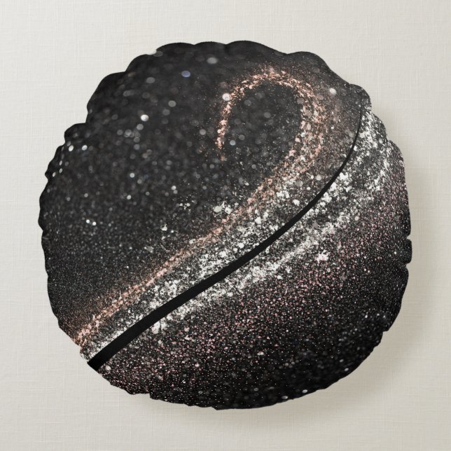 Cojín Redondo Purpurina moderno Glam Black (Anverso)