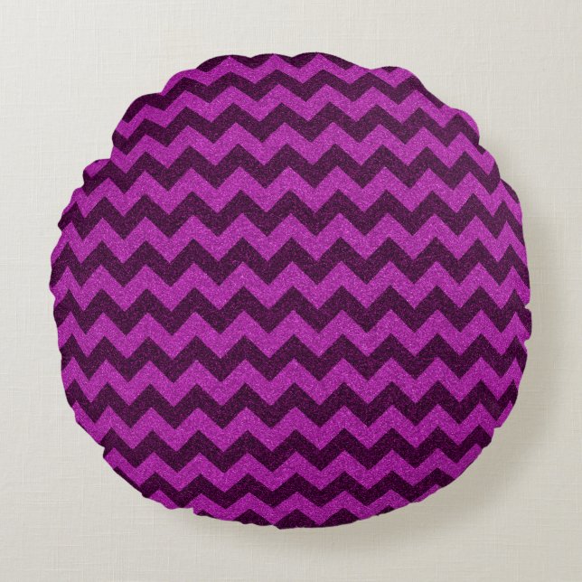 Cojín Redondo Purpurina Purple Zig Zag (Anverso)