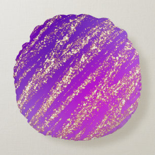 Cojín Redondo Purpurinoso de punk Purple Gold
