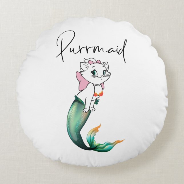Cojín Redondo Purrmaid de gatito de gatito de comadreja - Diseño (Anverso)