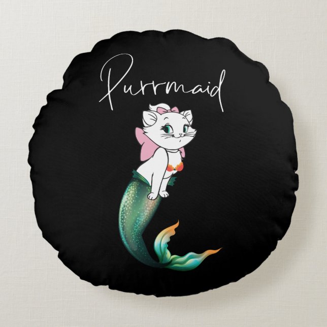 Cojín Redondo Purrmaid de gatito de gatito de comadreja - Diseño (Anverso)