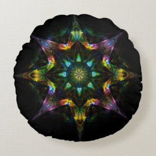 Cojín Redondo Quantum Starfire - Geometría Sagrada Mandala Cósmi