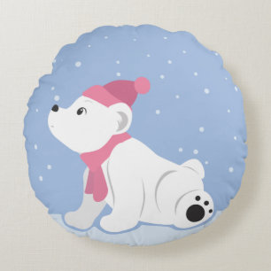 Cojín Redondo ¡Que La Nieve! (Cubo de oso polar)