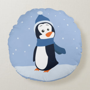 Cojín Redondo ¡Que La Nieve! (Pingüino)