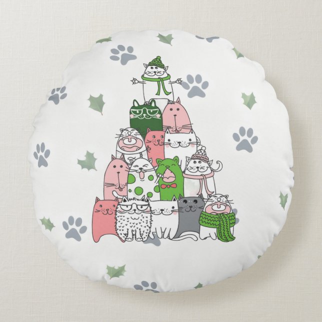 Cojín Redondo ¡Que tengas un Navidad Furty Little! (Anverso)