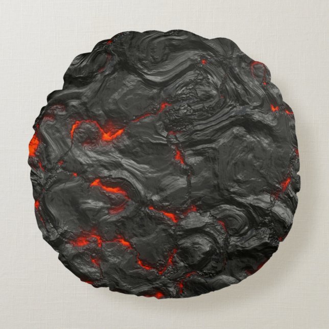 Cojín Redondo Quema de lava caliente volcánica de roca (Anverso)