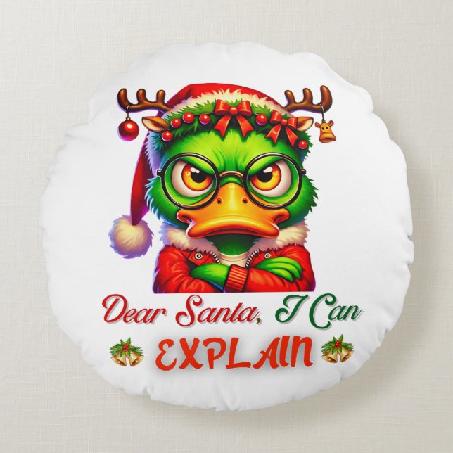 COJÍN REDONDO QUERIDA SANTA QUE PUEDO EXPLICAR (Anverso)