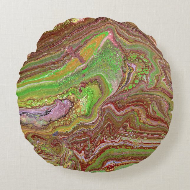 Cojín Redondo Questions 1 Wild Green Maroon Accent Pillow (Anverso)