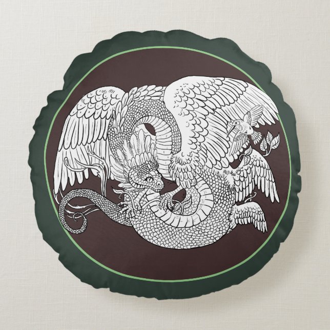 Cojín Redondo Quetzacoatl Color propio (Anverso)