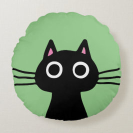 Cojín Redondo Quirky Gato Kitty Negro | Guay Cat Lover