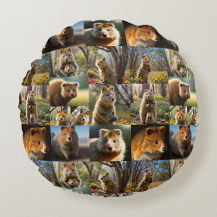 Cojín Redondo "Quokka Chronicles: Un Collage de fotos conmovedor