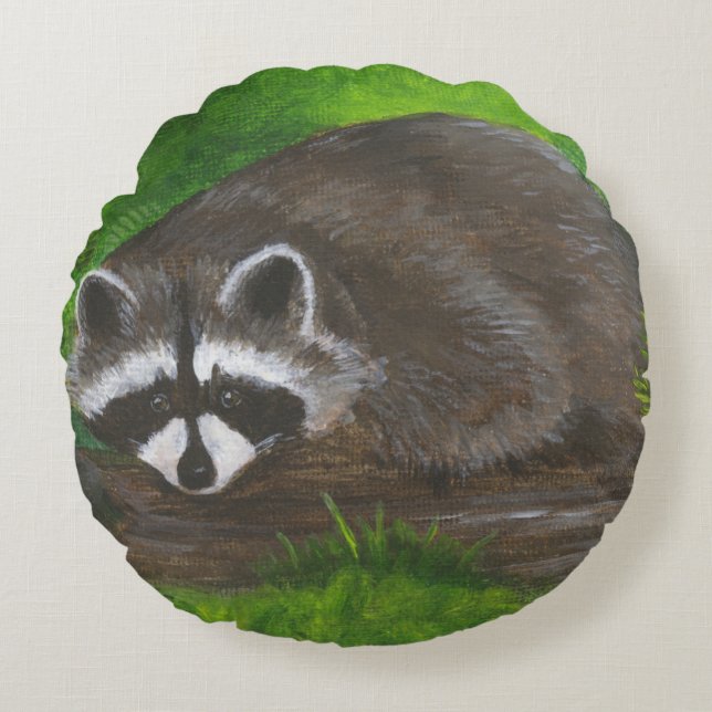 Cojín Redondo Raccoon (Anverso)