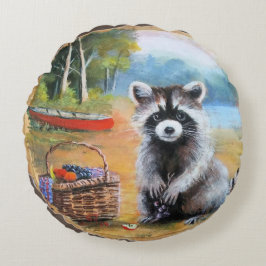 Cojín Redondo Raccoon picnic