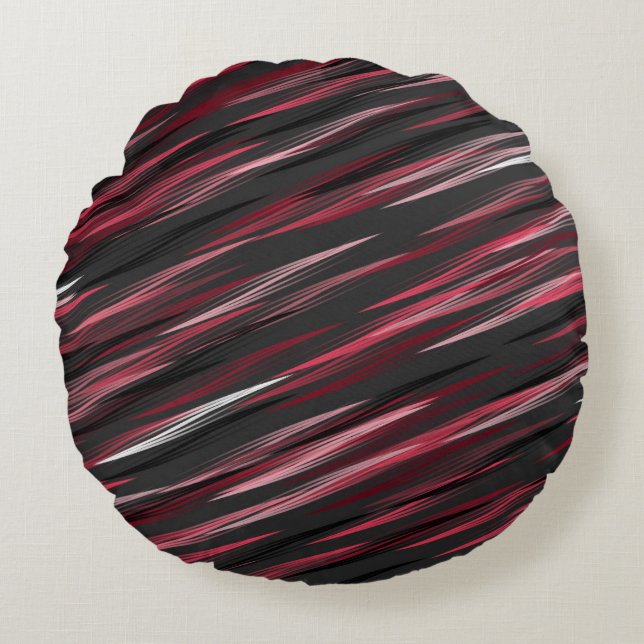 Cojín Redondo Rachas negras rosadas y grises (Anverso)