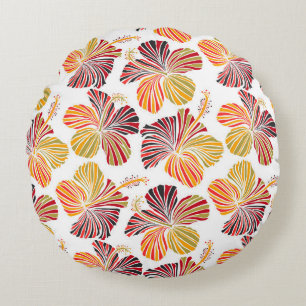 Cojín Redondo Radiancia Hawaiana: Elegancia de planta tropical.