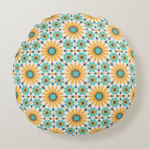 Cojín Redondo Radiancia zellige: Geometría andaluza colorida